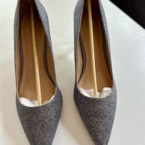 Ann Taylor Gray Sparkle Heels with Pointed Toe